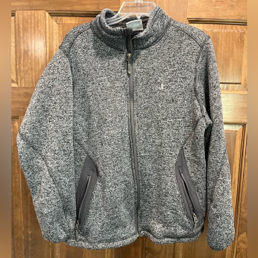 Champion Performance Men’s Grey Unisex Zipper Jacket, Fuzzy Inside, Size Medium